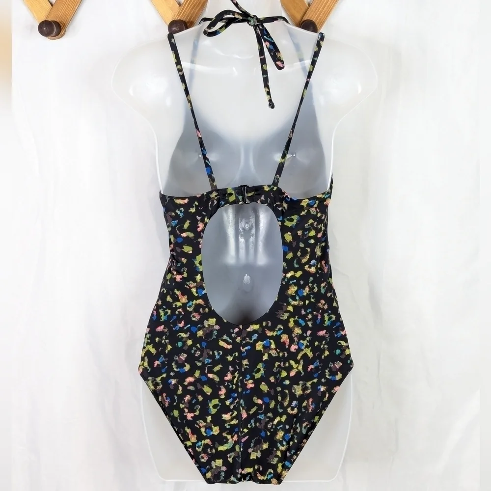 Athleta Keyhole Leopard Multicolored One Piece Swimsuit - Size Small